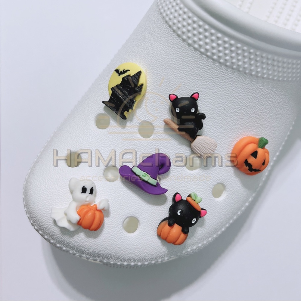 6 pcs x Super Cute Halloween 3D Resin Shoe Charms